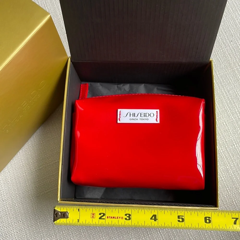 Shiseido travel sized products with makeup pouch and gift box